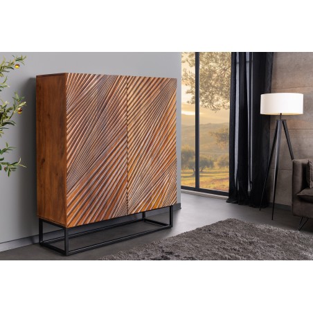 Buffet haut LINE ART 120cm manguier 3D marron noir