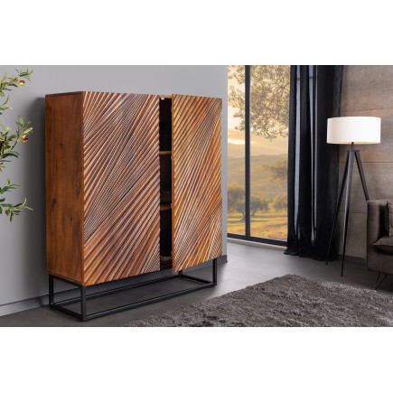 Buffet haut LINE ART 120cm manguier 3D marron noir 2