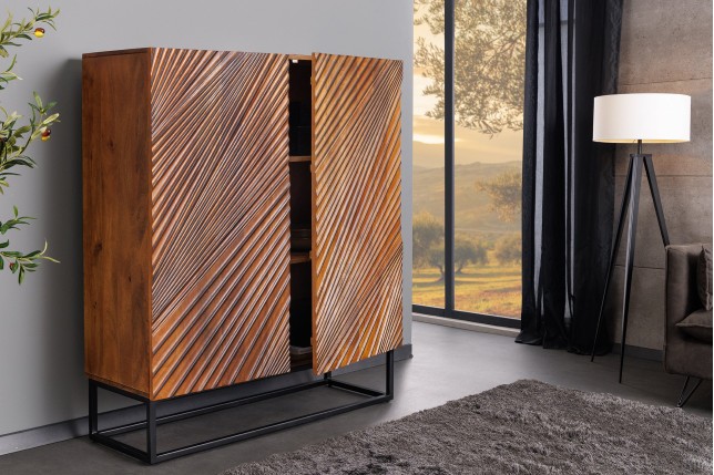Buffet haut LINE ART 120cm manguier 3D marron noir