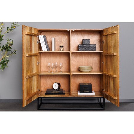 Buffet haut LINE ART 120cm manguier 3D marron noir
