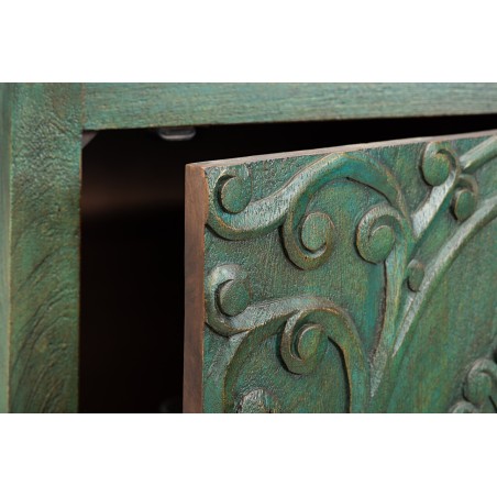 Highboard PEACOCK 170cm manguier vert et or fait main