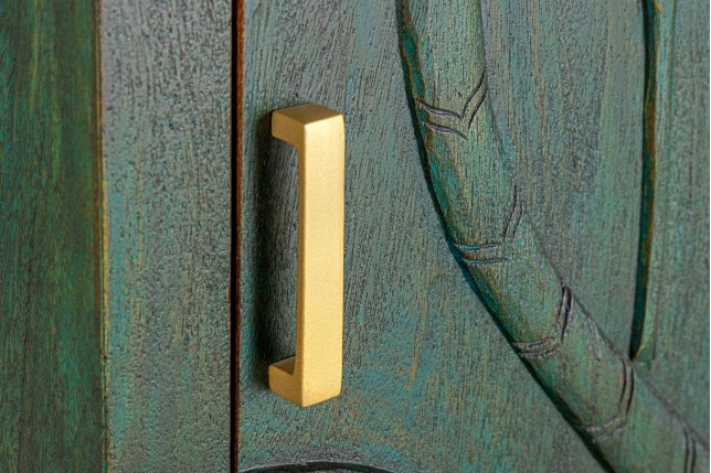 Highboard PEACOCK 170cm manguier vert et or fait main
