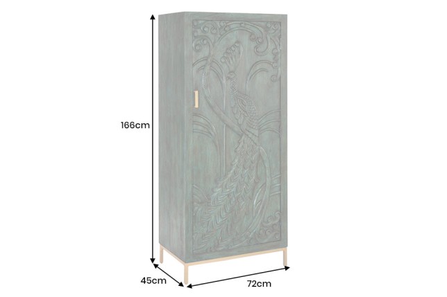 Highboard PEACOCK 170cm manguier vert et or fait main