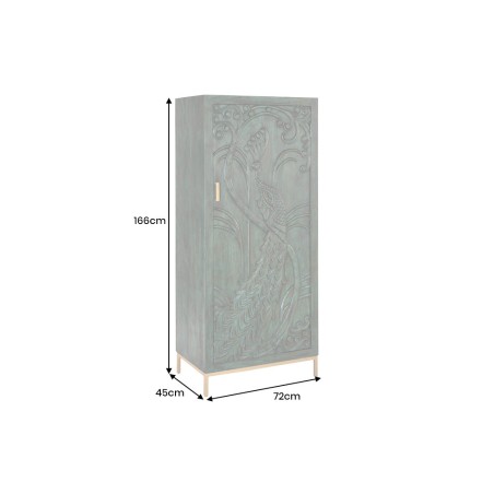 Highboard PEACOCK 170cm manguier vert et or fait main