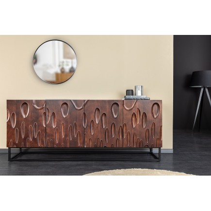 Buffet bas DUNE 175cm acacia massif brun noyer 3D 2