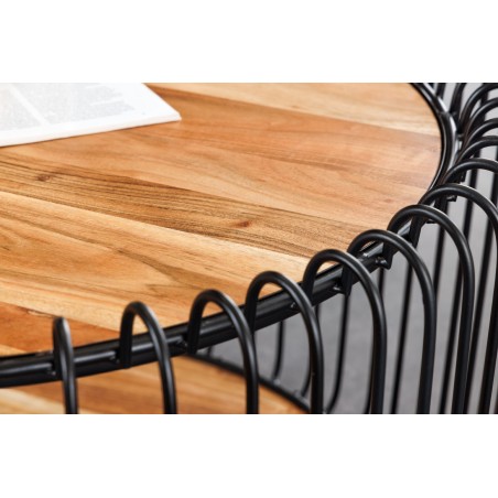 Table basse ronde acacia massif et métal noir TRUE ELEMENTS
