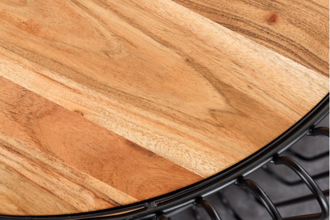 Table basse ronde acacia massif et métal noir TRUE ELEMENTS