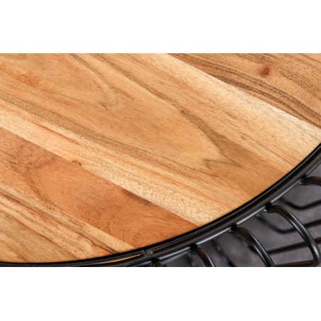 Table basse ronde acacia massif et métal noir TRUE ELEMENTS