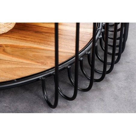 Table basse ronde acacia massif et métal noir TRUE ELEMENTS