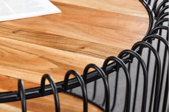 Table basse TRUE ELEMENTS acacia massif Ø60cm piètement noir