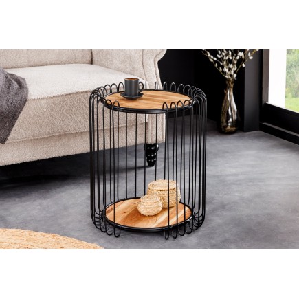 Table d'appoint acacia massif naturel piètement noir - TRUE ELEMENTS