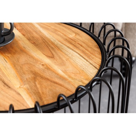 Table d'appoint acacia massif naturel piètement noir - TRUE ELEMENTS