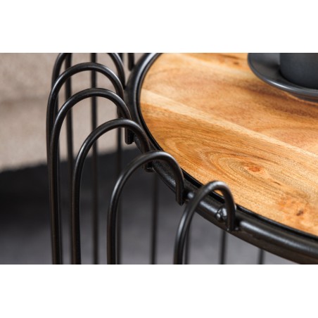 Table d'appoint acacia massif naturel piètement noir - TRUE ELEMENTS