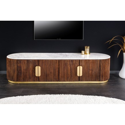 Meuble TV GATSBY 170cm rétro manguier & marbre 2
