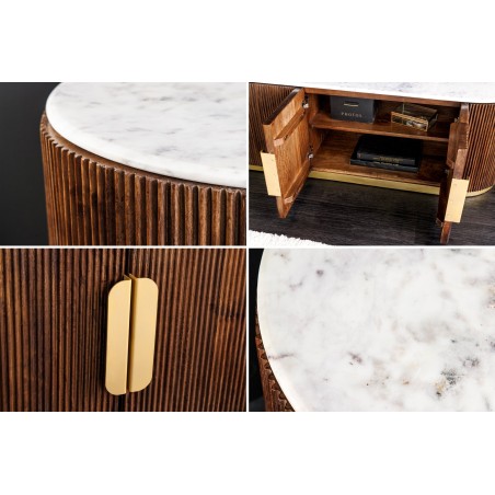 Meuble TV GATSBY 170cm rétro manguier & marbre