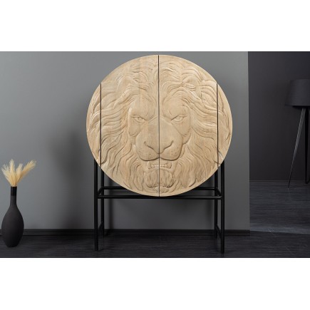 Highboard LION 140cm - Buffet haut manguier blanc et noir 2