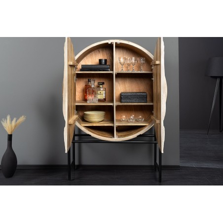 Highboard LION 140cm - Buffet haut manguier blanc et noir