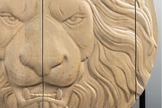 Highboard LION 140cm - Buffet haut manguier blanc et noir
