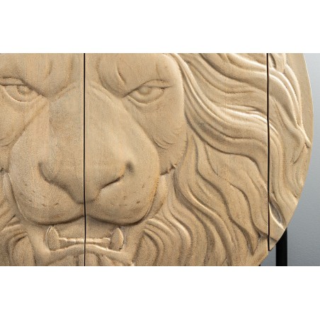 Highboard LION 140cm - Buffet haut manguier blanc et noir