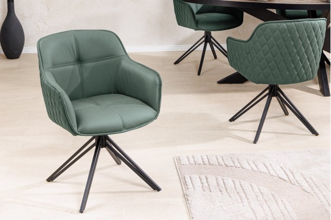 Fauteuil pivotant EUPHORIA cuir vert - Rotation 180°