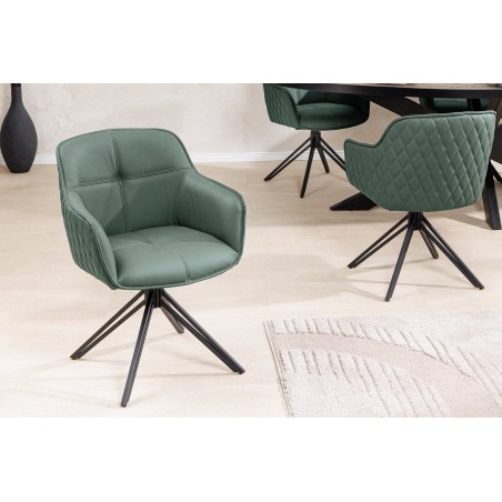 Fauteuil pivotant EUPHORIA cuir vert - Rotation 180°