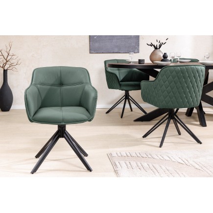 Fauteuil pivotant EUPHORIA cuir vert - Rotation 180° 2