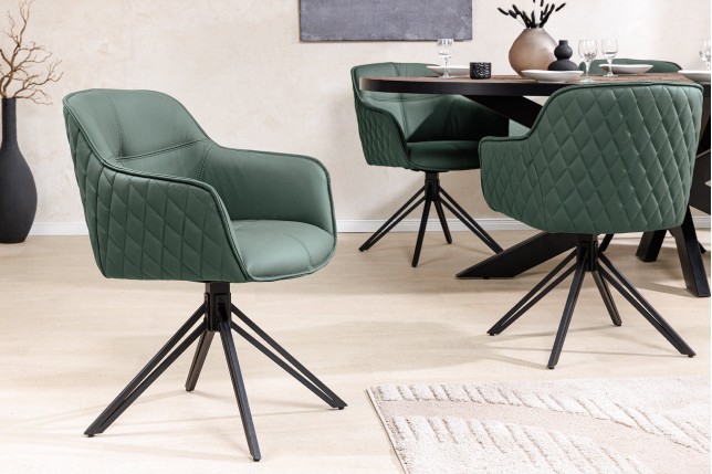 Fauteuil pivotant EUPHORIA cuir vert - Rotation 180°