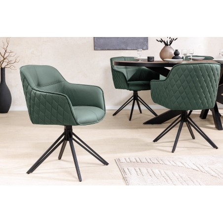 Fauteuil pivotant EUPHORIA cuir vert - Rotation 180°