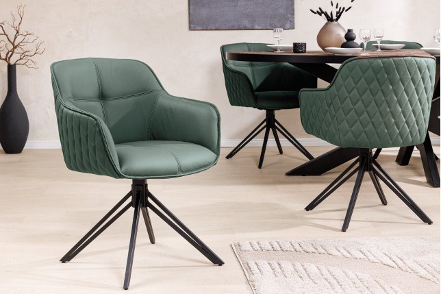 Fauteuil pivotant EUPHORIA cuir vert - Rotation 180°