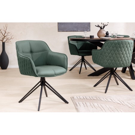 Fauteuil pivotant EUPHORIA cuir vert - Rotation 180°