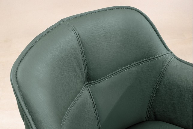 Fauteuil pivotant EUPHORIA cuir vert - Rotation 180°