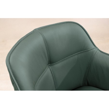 Fauteuil pivotant EUPHORIA cuir vert - Rotation 180°