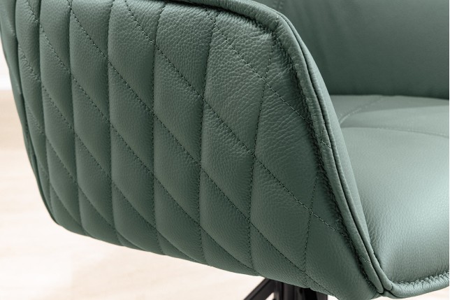 Fauteuil pivotant EUPHORIA cuir vert - Rotation 180°