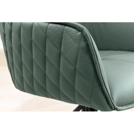 Fauteuil pivotant EUPHORIA cuir vert - Rotation 180°