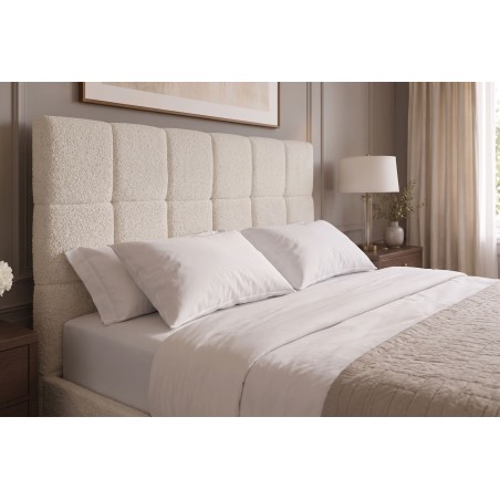 Lit PRESTIGE 180x200 bouclé creamy avec rangement