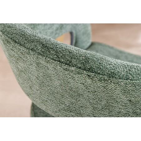 Chaise BOUTIQUE tissu vert texturé pieds champagne doré