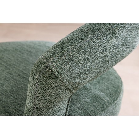 Chaise BOUTIQUE tissu vert texturé pieds champagne doré