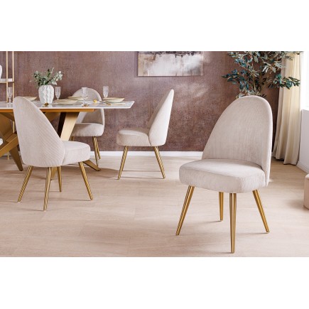 Chaise MIA CASA corde beige pieds métal champagne gold