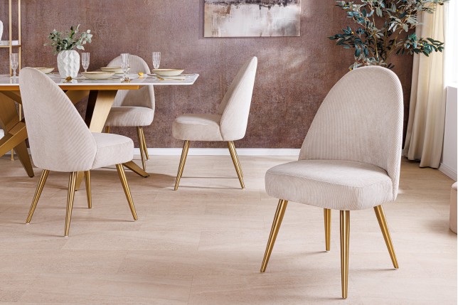 Chaise MIA CASA corde beige pieds métal champagne gold