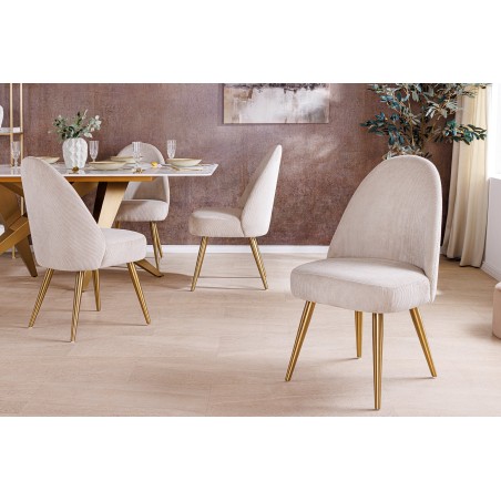 Chaise MIA CASA corde beige pieds métal champagne gold