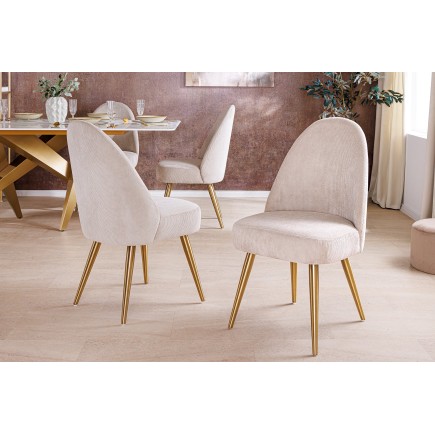 Chaise MIA CASA corde beige pieds métal champagne gold 2