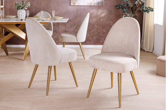 Chaise MIA CASA corde beige pieds métal champagne gold