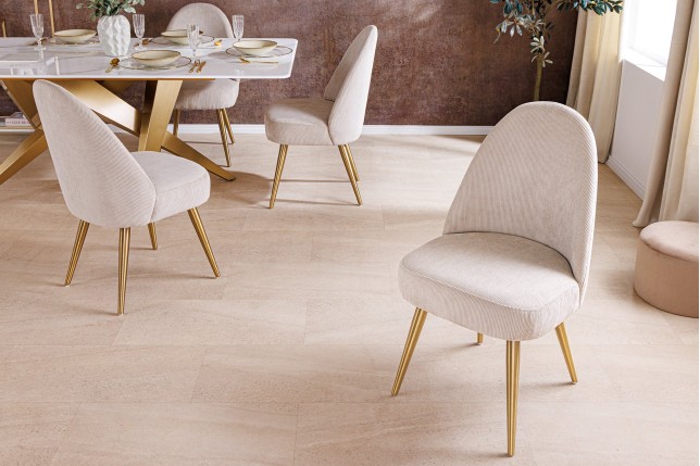 Chaise MIA CASA corde beige pieds métal champagne gold