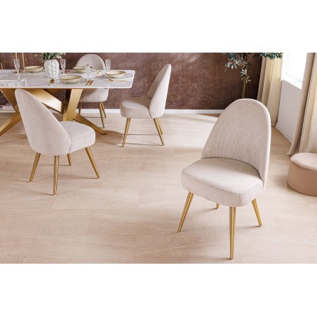 Chaise MIA CASA corde beige pieds métal champagne gold