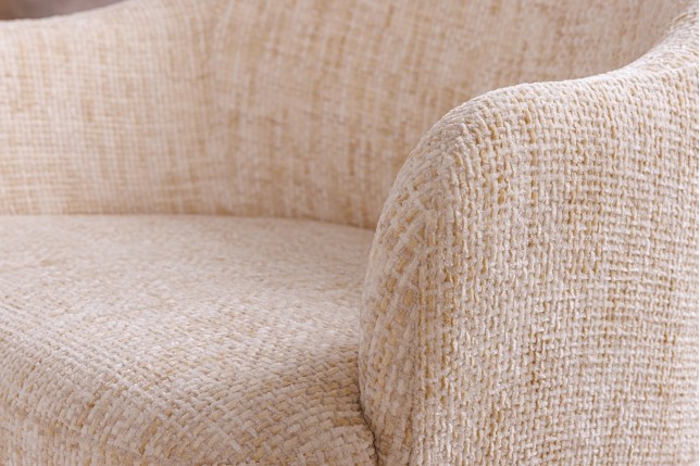 Chaise EXTRAVAGANCIA beige chenille accoudoirs champagne