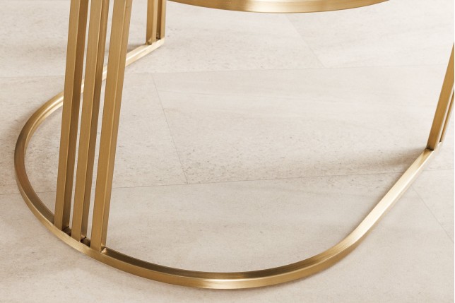 Chaise EXTRAVAGANCIA beige chenille accoudoirs champagne