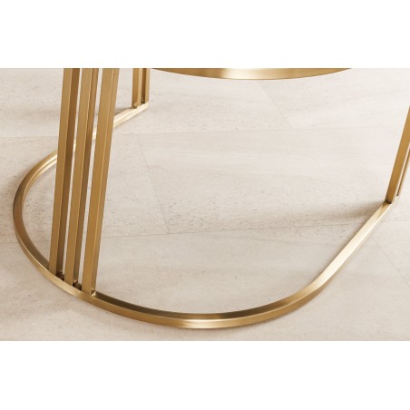 Chaise EXTRAVAGANCIA beige chenille accoudoirs champagne