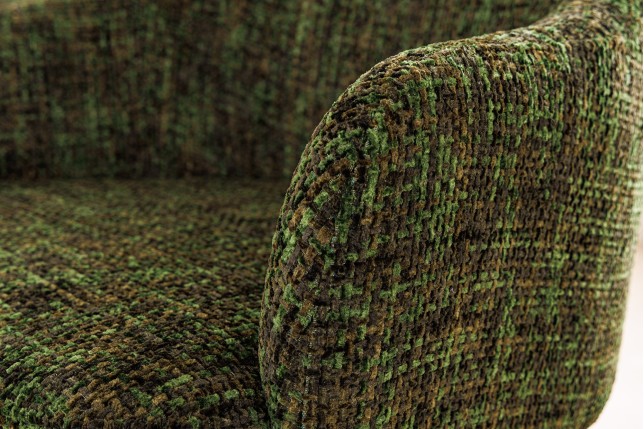 Chaise EXTRAVAGANCIA chenille vert foncé & doré