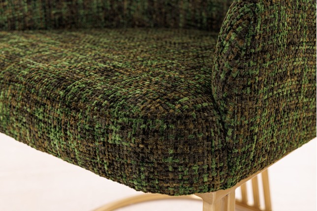 Chaise EXTRAVAGANCIA chenille vert foncé & doré