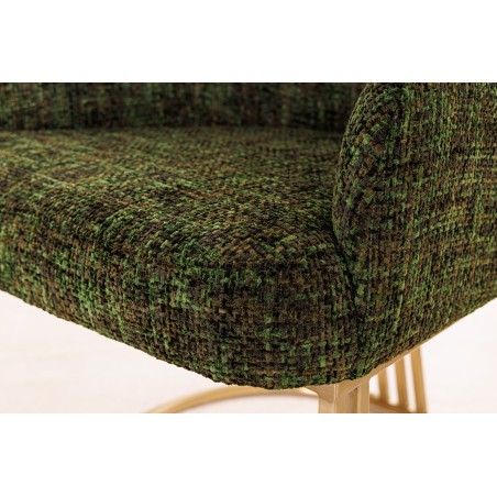 Chaise EXTRAVAGANCIA chenille vert foncé & doré